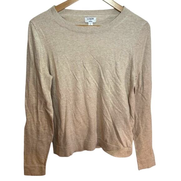 J.Crew 100% Cotton Beige Lightweight Crewneck Sweater Women’s Large - Picture 1 of 5